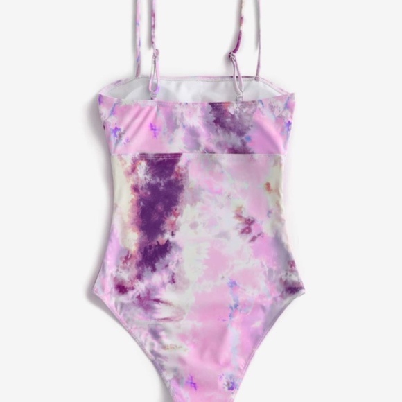 Boho Purple Tie Dye Monokini One Piece Swim Summer - Picture 6 of 6